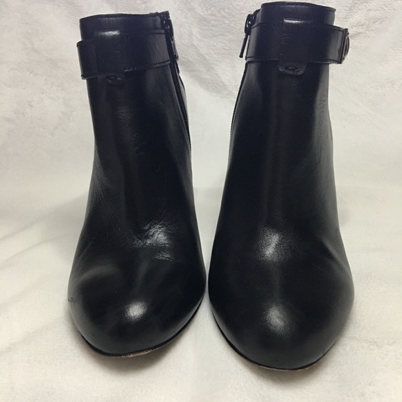 Coach Sondra Black Leather Booties Silver Buckle 8 - Picture 4 of 11